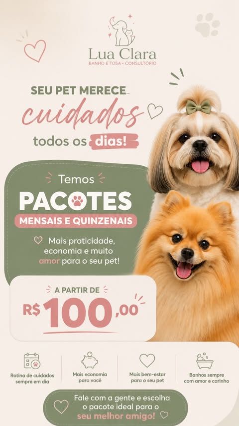 Pacotes mensais e quinzenais da Lua Clara